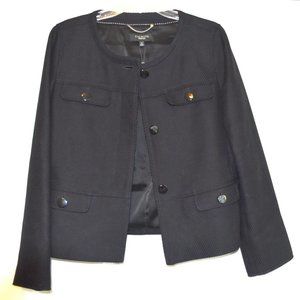 TALBOTS COLLARLESS BLACK KNIT BLAZER, WOMENS SIZE 12, NEW WITH TAGS!!!